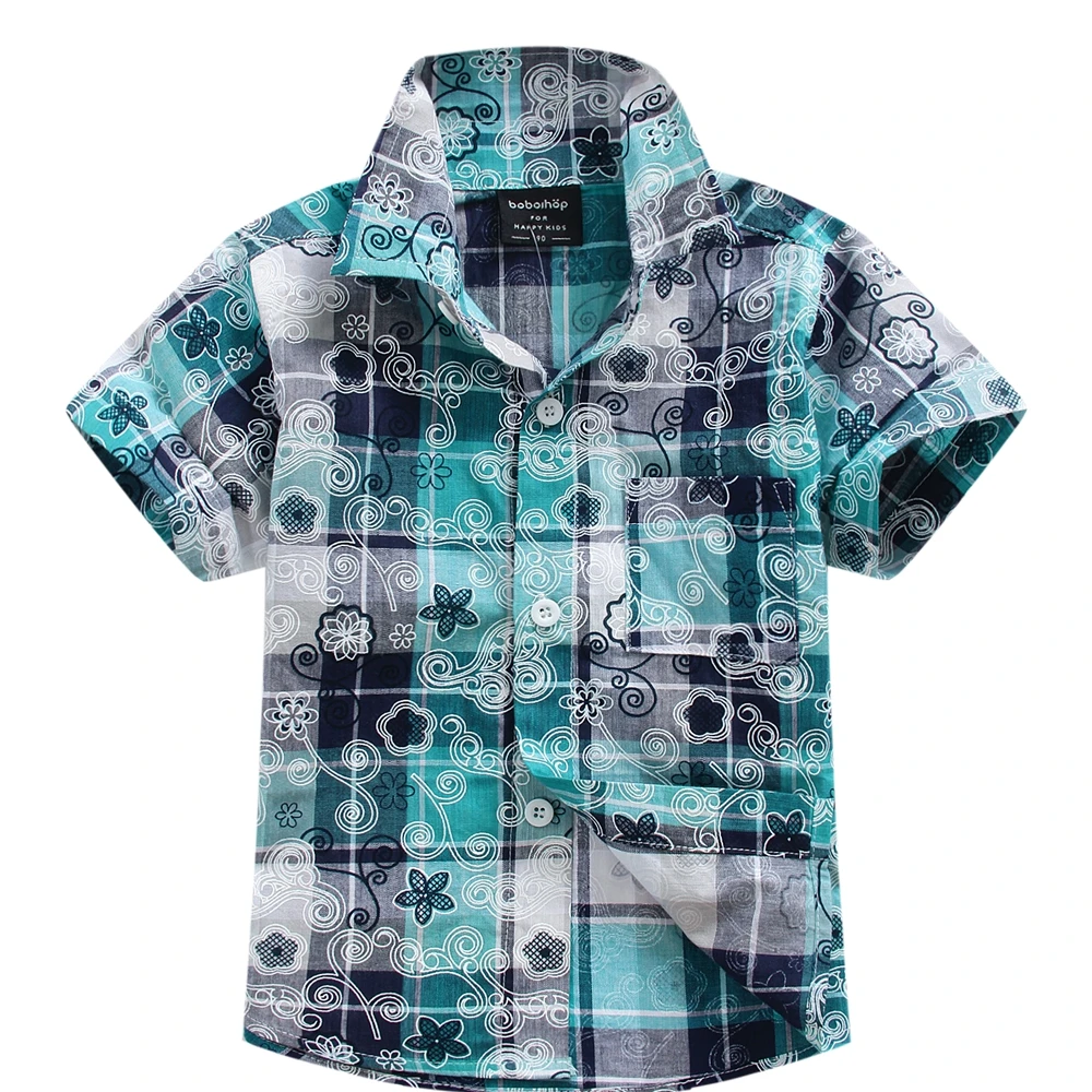 Хлопковая рубашка с цветочным принтом гавайская aloha для мальчиков T1544|shirts for boys|aloha