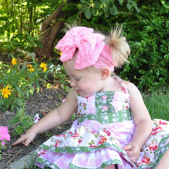 Розничная продажа Симпатичные повязки для маленьких девочек с большим бантом