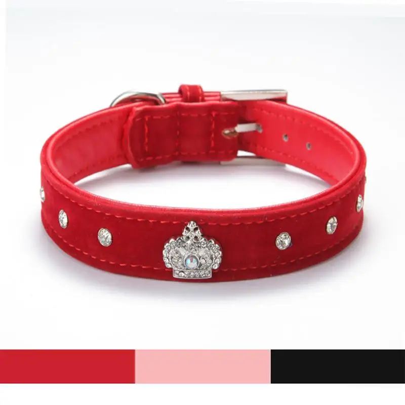Стразы Корона ошейник мягкий бархат Материал Регулируемый necklacepet кота собаки
