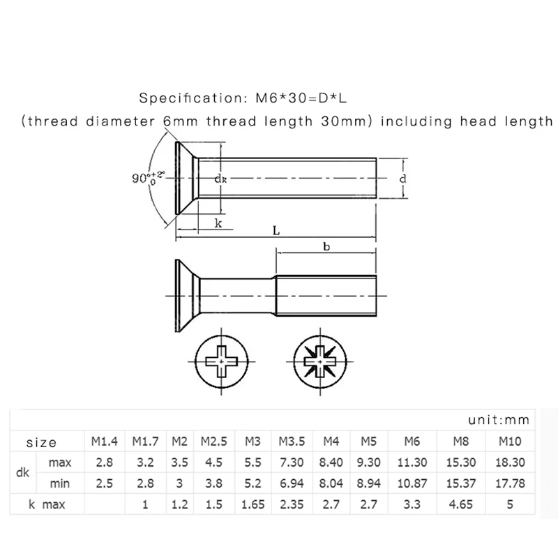 Luhuichang 50 шт. m3.5 км винт черный Phillips Cross Socket потайной Heasd электронный ремонт винты