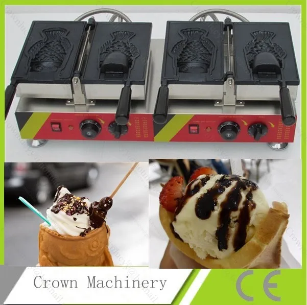 Электрическое коммерческое мороженое рыба с открытым ртом Taiyaki вафельница для