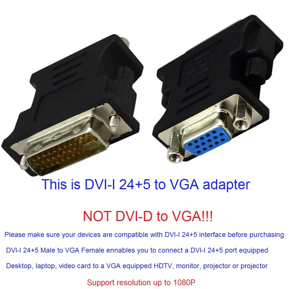 DVI I 24 + 5 Pin папа к VGA HD15 Женский видео конвертер адаптер 1080P для HDTV PC TV DVD LCD Монитор