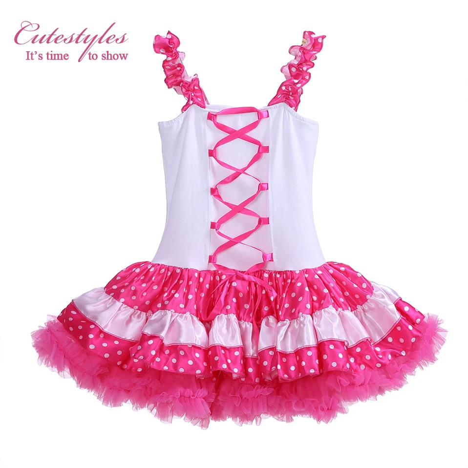 Cutestyles белые и ярко-розовые платья-пачки для девочек платья в горошек вечеринок