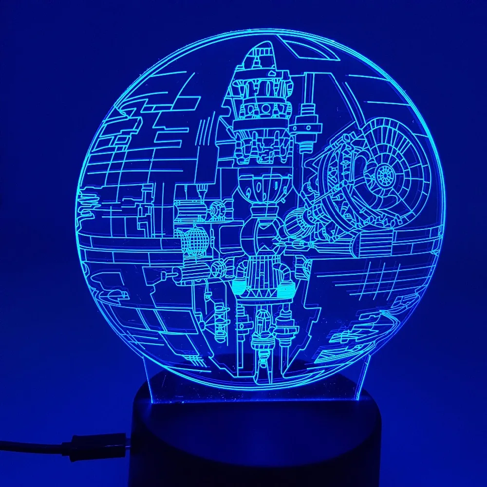 Экшн фигурка Death Star 3D ночники меняющие цвет 7 цветов светодиодный лампа модель