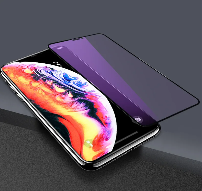 

Full Cover Tempered Glass for iPhone XR XS XSMAX X 6 6s 7 8 Plus Anti-Purple Light 9H Screen Protector Protecive Glass