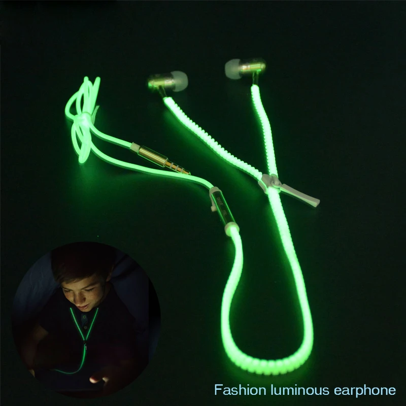 6 цветов Сияющие наушники светящиеся металлические Наушники Молния светится в