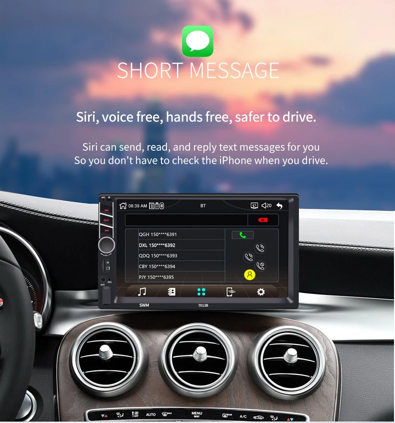 2 din автомобильный радиоприемник " HD плеер с сенсорным экраном mirrorlink Android Carplay MP5 SD/FM/USB/AUX/Bluetooth автомобильный аудио для камеры заднего вида