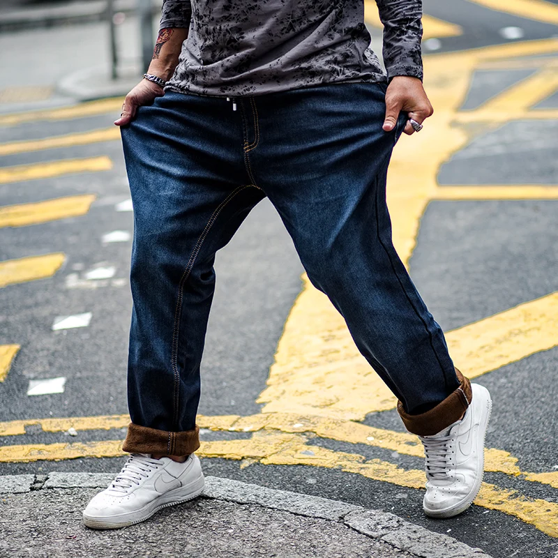 Плюс Размеры S 5XL зимние толстые теплые джинсы стретч Для мужчин s зима Одежда