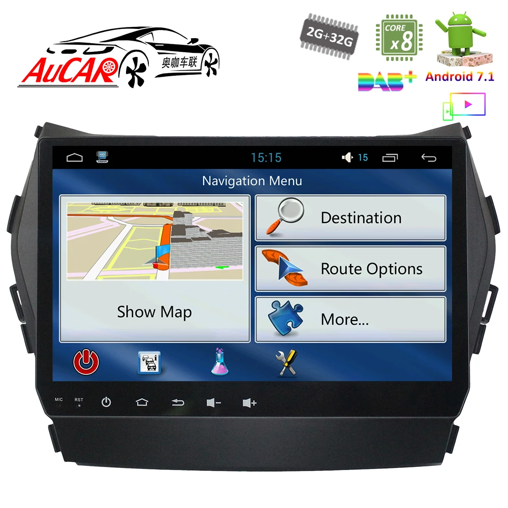 Автомобильный DVD-плеер 9 дюймов Android 7 1 GPS-навигация для Hyundai SantaFe IX45 2013-2017 радио с
