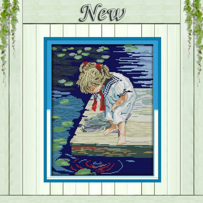 

Набор для вышивки крестиком Lakeside Girl lovely baby, Набор для вышивки на холсте DMC 14CT 11CT, домашний декор для стен