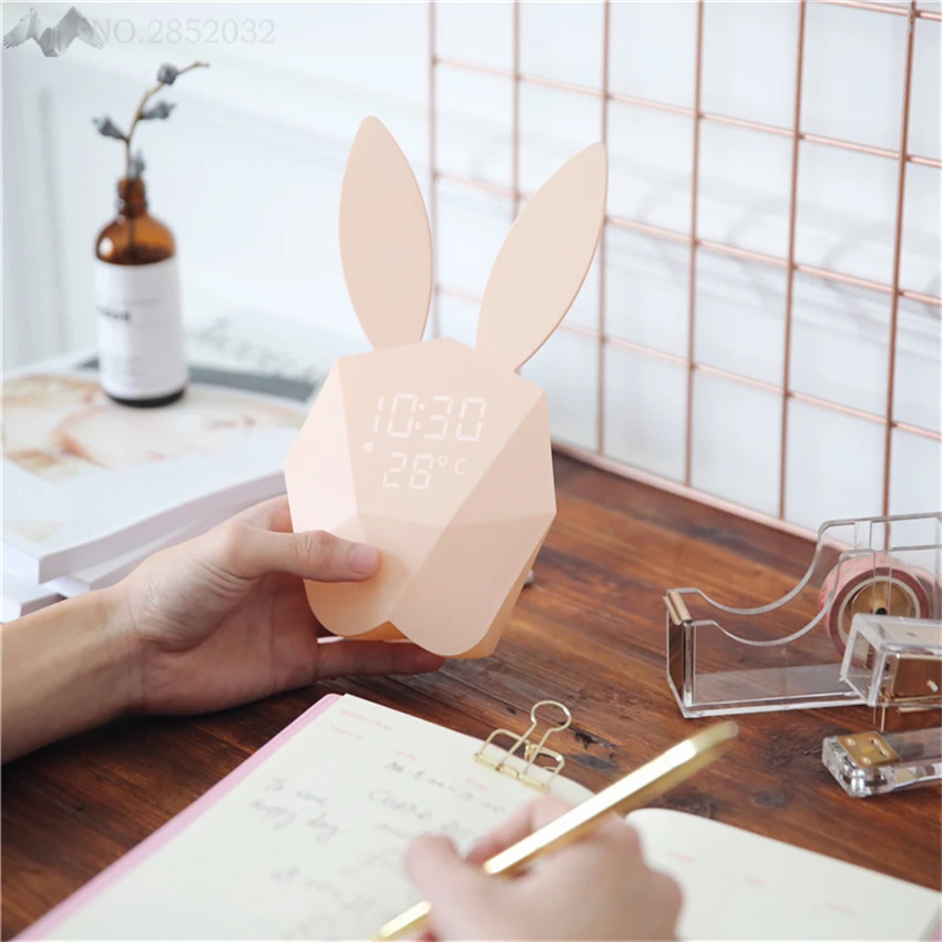 JW_Multi function светодиодный цифровой будильник Mi Rabbit ночные светильники для детей