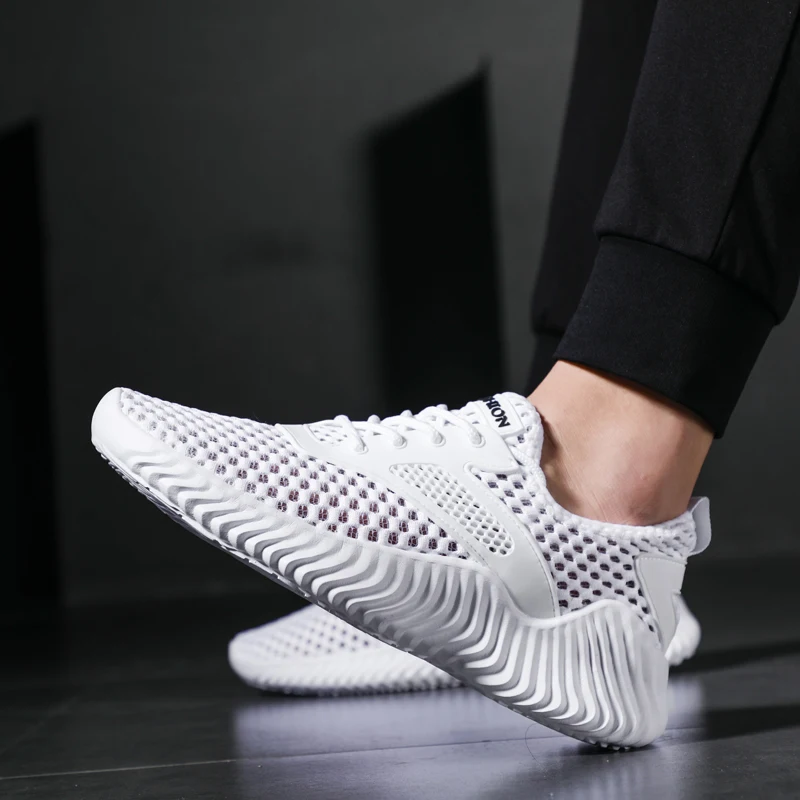 Baideng светильник Серый кроссовки Мужские дышащие Flyknit спортивная обувь для мужчин дешевые летние мужские спортивные туфли zapatillas hombre
