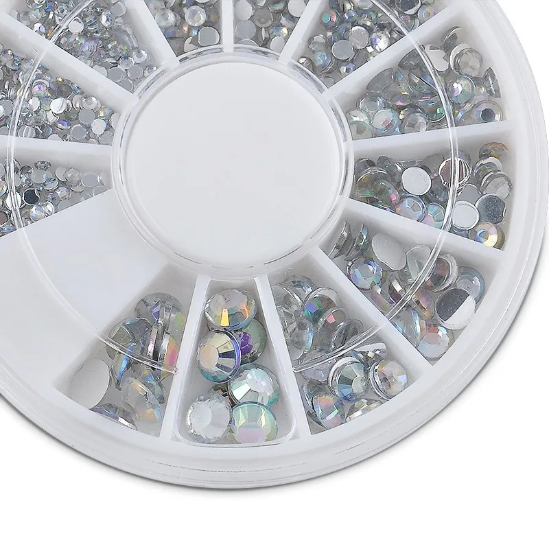 

5 Sizes 400 Pcs Nail Art Tips Crystal Glitter AB Rhinestone 3D Nail Art Decoration+Wheel 1.5mm/2.00mm /3.00mm /4.00mm /5.00mm