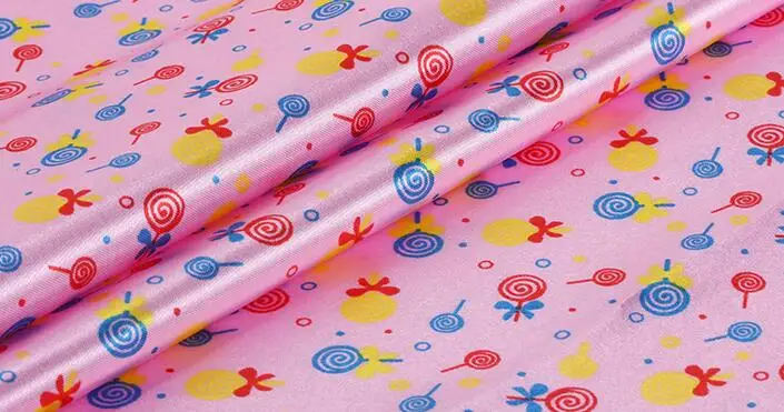 

New design soft candy printed shiny satin fabric for hairpin bow