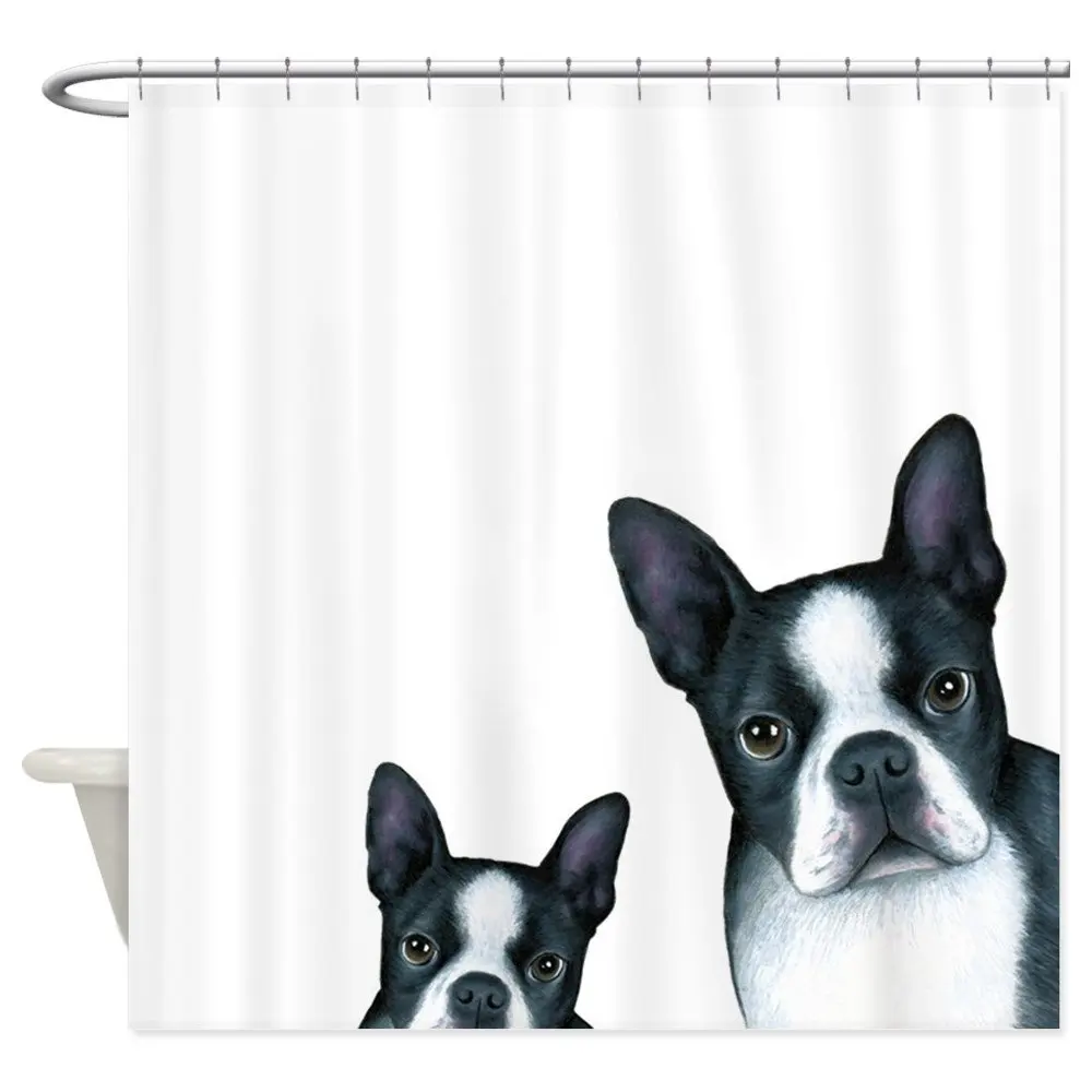 Собака 128 Boston Terrier декоративная ткань 3D печать занавеска для душа|Шторы душа| |