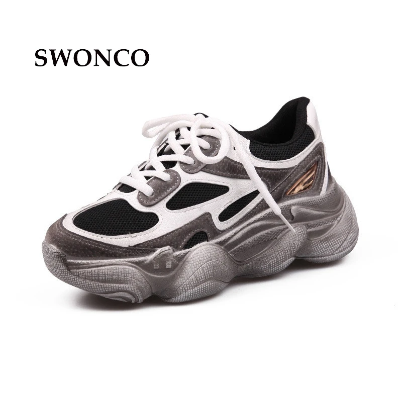 Женские кроссовки на платформе SWONCO повседневные шнурках весну и осень 2019 | Обувь