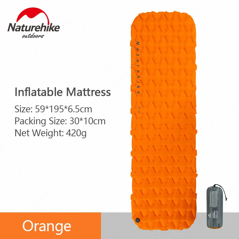 Orange-One Person Naturehike Открытый походный Коврик Надувной Мешок Надувной тент спальный коврик Сверхлегкий портативный коврик для пикника надувной коврик для пикника - Цвет: Orange-One Person