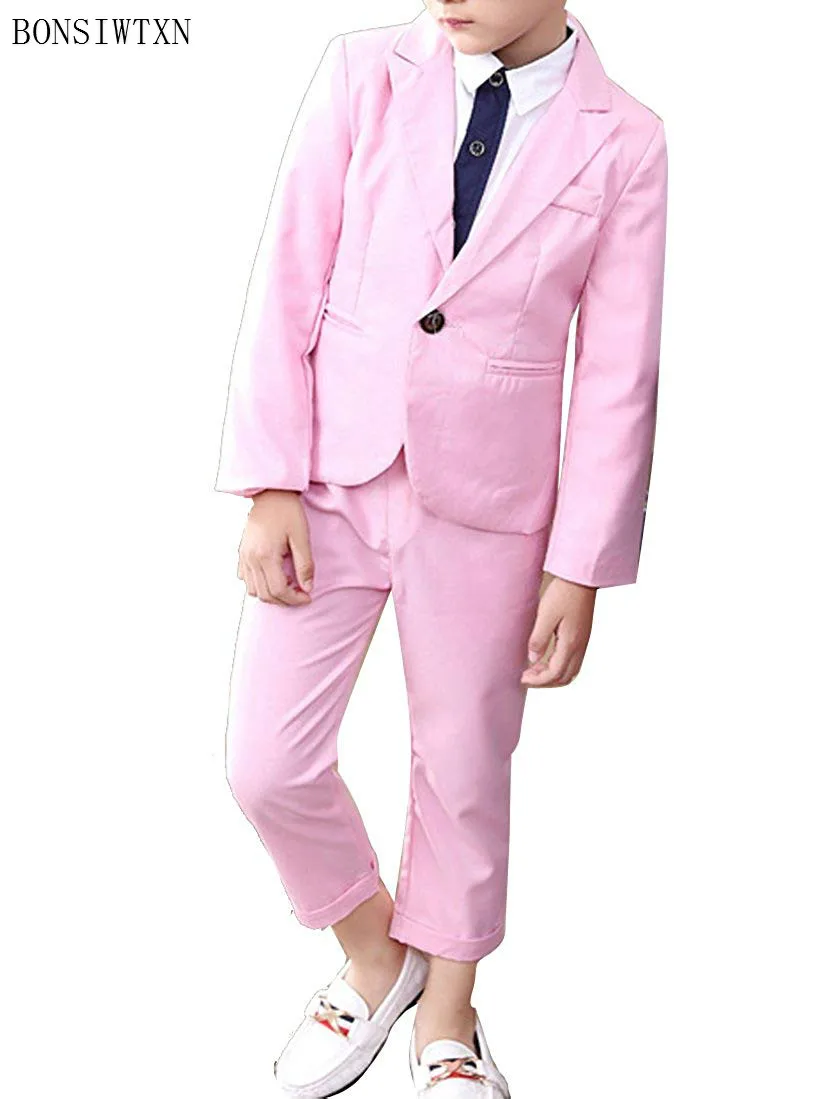 Костюмы для мальчиков блейзеры розовые детские костюмы свадьбы комплекты