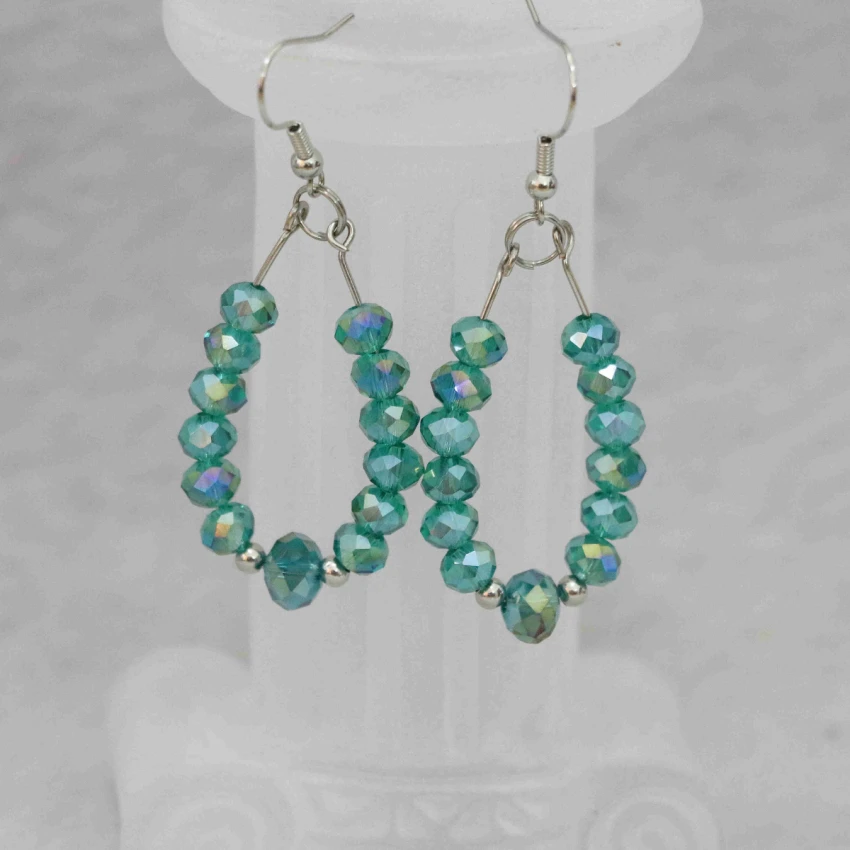 Бесплатная Доставка 5 рядов ожерелье серьги для женщин Павлин зеленый хрусталя с