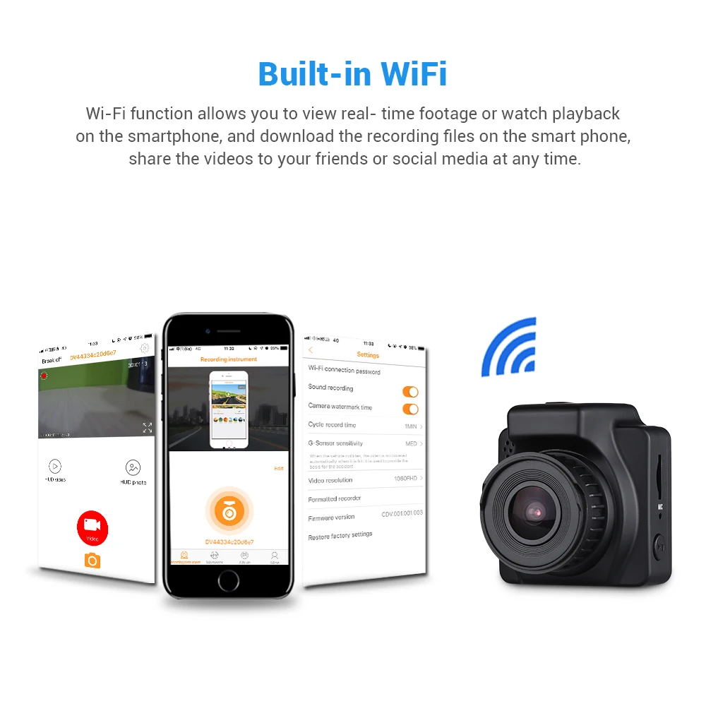 Видеорегистратор с GPS Wi Fi Novatek 96658 avtoregistrator Full HD 1080P Автомобильный видеорегистратор