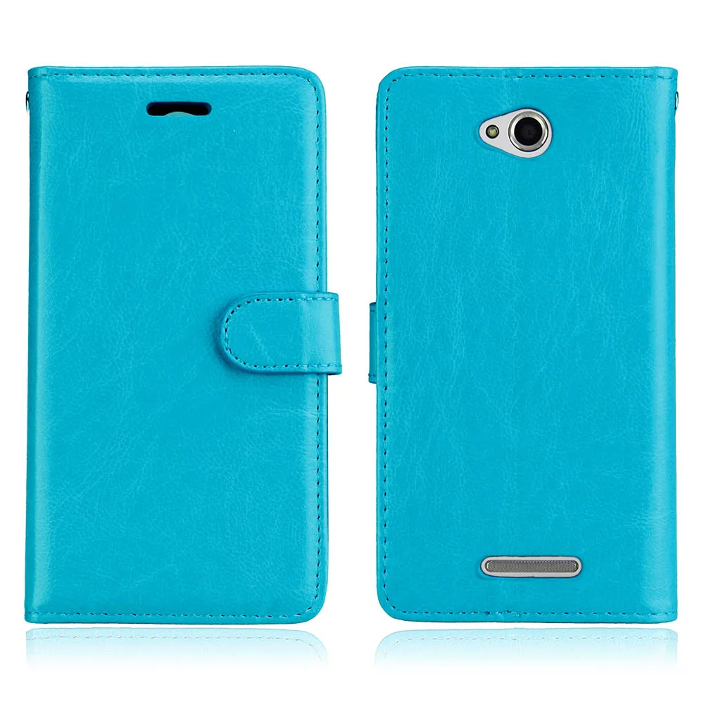 Чехол для телефона из искусственной кожи для SONY Xperia C S39H c2305 c2304 Dual c 2305 2304 Чехол-книжка Роскошный кошелек с откидной стильный с подставкой - Цвет: Blue