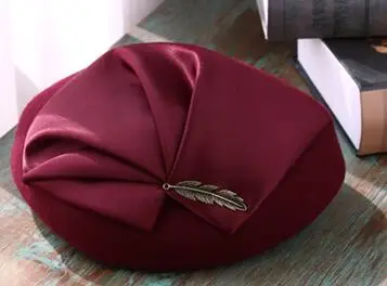 Новая женская зимняя британская модная шерстяная шапка женское платье маленькая