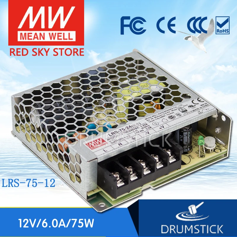 Цена MEAN WELL LRS-75-12 12V 6A meanwell LRS-75 72W одиночный выход импульсный источник питания