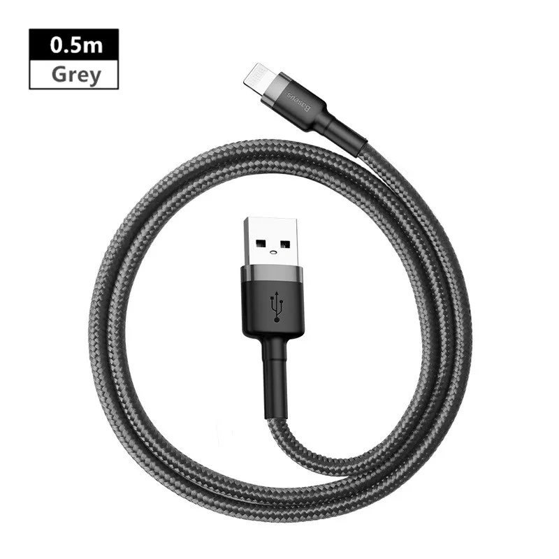 Baseus USB кабель зарядное устройство для iPhone 11 7 8 X 2.4A Быстрая зарядка USB кабель для передачи данных зарядный провод кабель для Iphone 6 6S - Название цвета: 0.5m Grey