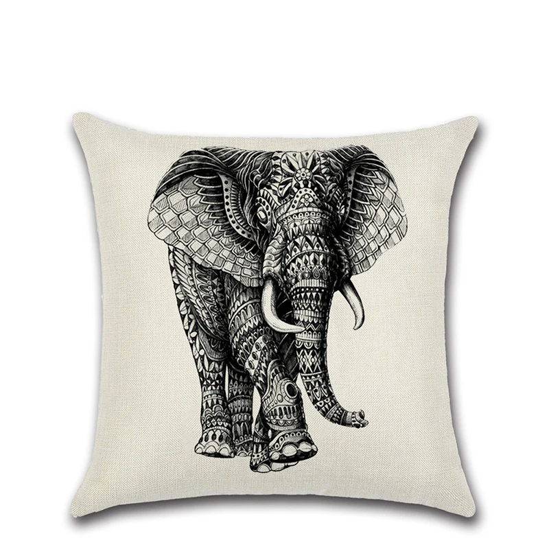 2 шт./компл. домашний льняной эскиз черный белый слон наволочка для спальни диван
