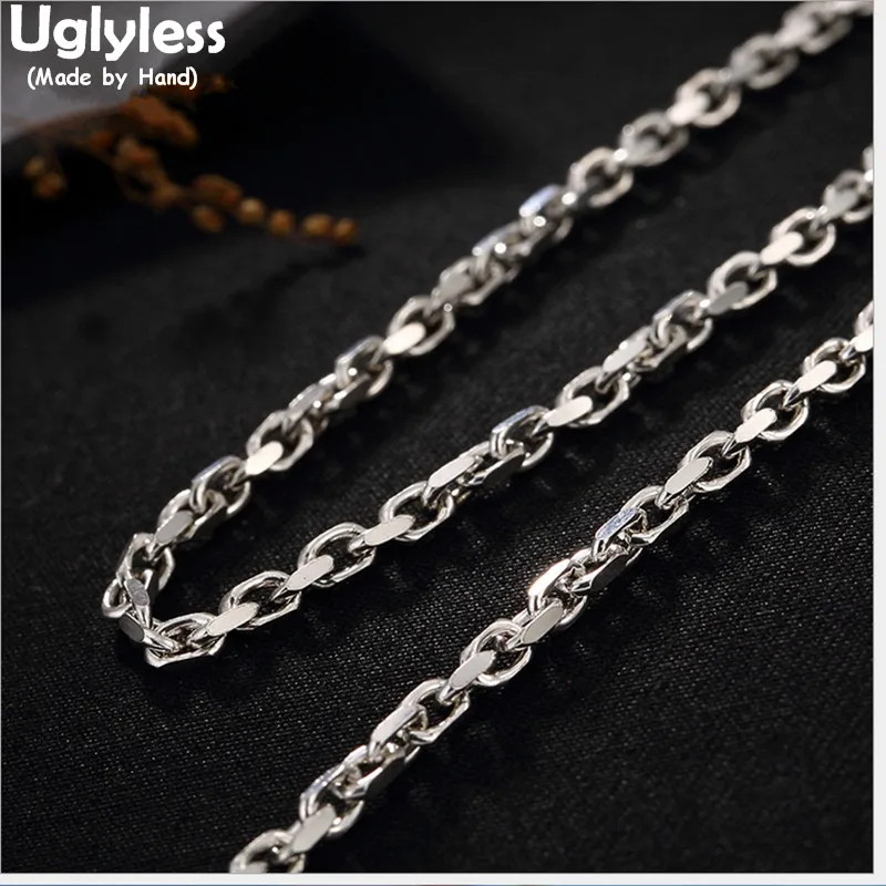 

Uglyless Real 925 Sterling Silver Necklace Chains without Pendant Men Women Unisex Chokers Fine Jewelry 8 Lengths Bijoux Collier