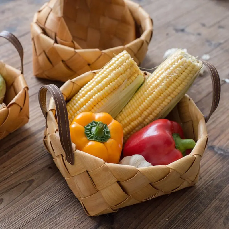 Креативная плетеная корзина для хранения деревянных чипсов ручной работы