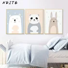 Мультяшный Детский Настенный холст с принтом милый медведь плакат панды картина Скандинавское украшение для детей современный декор для детской спальни