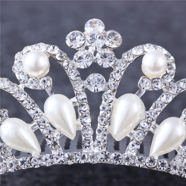 Primera Comunion Regalos Diademas Para Bebe Корона лентой с украшением в виде кристаллов Тиара на