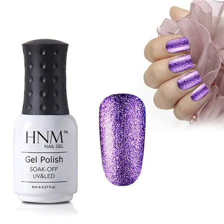 HNM Bling 8 мл УФ-гель для ногтей Блеск Платиновый замачиваемый Гель-лак краска Гель-лак праймер Полупостоянный лак - Цвет: 58012