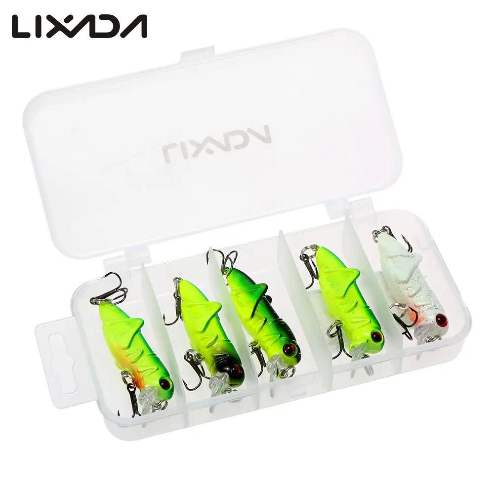 Lixada 5 шт./лот искусственные рыболовные приманки 4 г/4 см светящийся кузнечик в