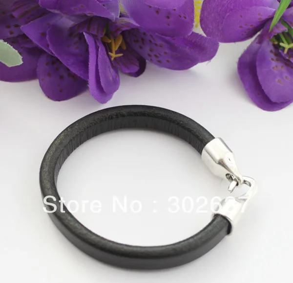 

FREE SHIPPING 100% Genuine Cow Leather Cord Clasp Bracelet 22cm #22549
