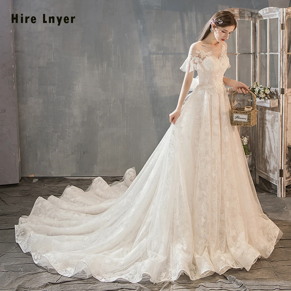 Vestido De Noiva Renda Short Sleeve Beading Lace Sheath Wedding Dresses Fashion Robe Sirene Mariage Bridal Gowns | Свадьбы и
