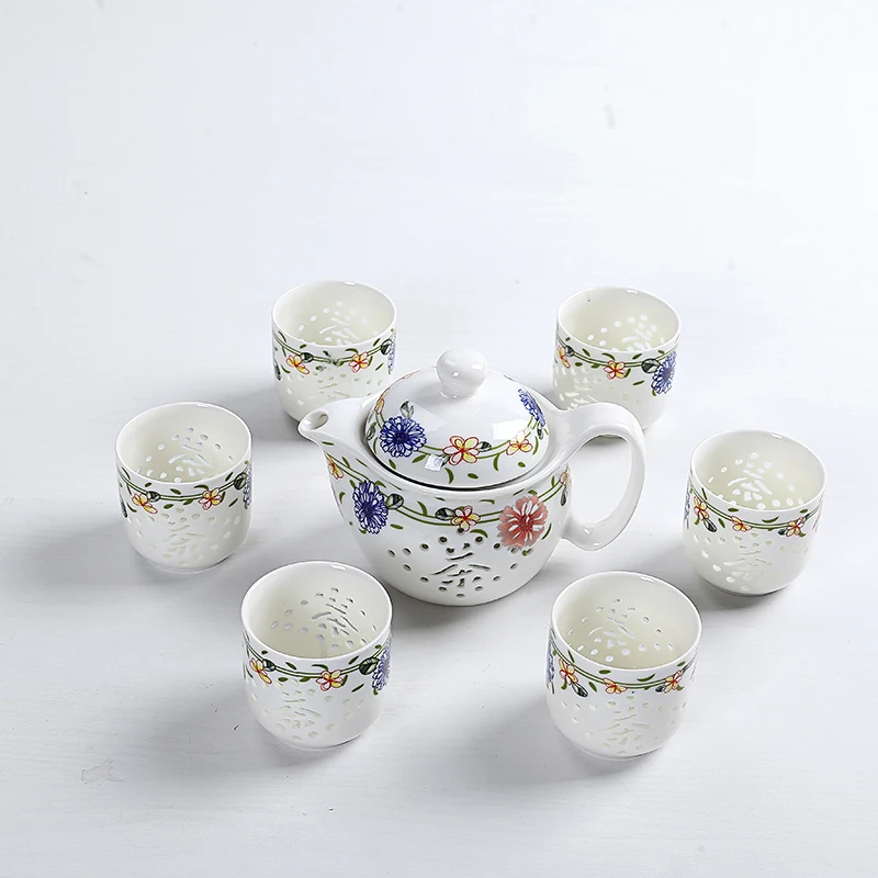 7 шт набор Китайский кунг-фу чайный фарфоровый выдолбленный Креативный дизайн