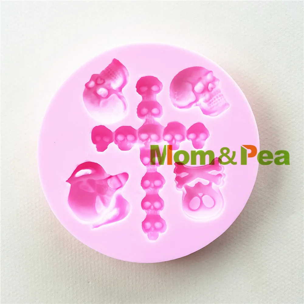 1175 Бесплатная доставка силиконовая форма Mom & Pea в виде черепа и Креста украшение
