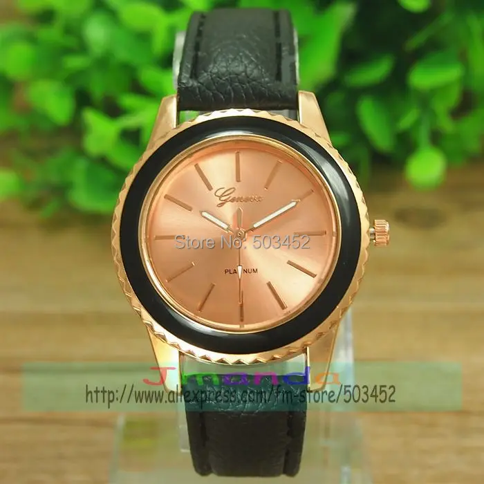 100 шт./лот Модные женские кварцевые наручные часы с кожаным ремешком простые
