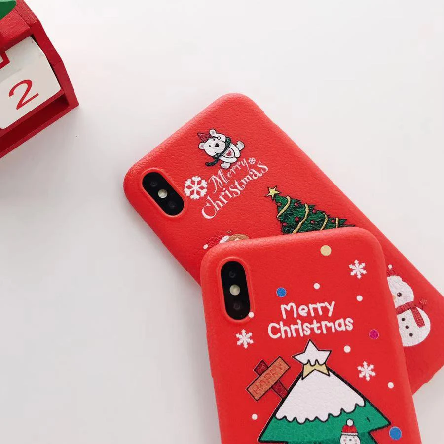 Чехол для телефона с изображением рождественской елки iPhone XS Max X XR чехлы Санта
