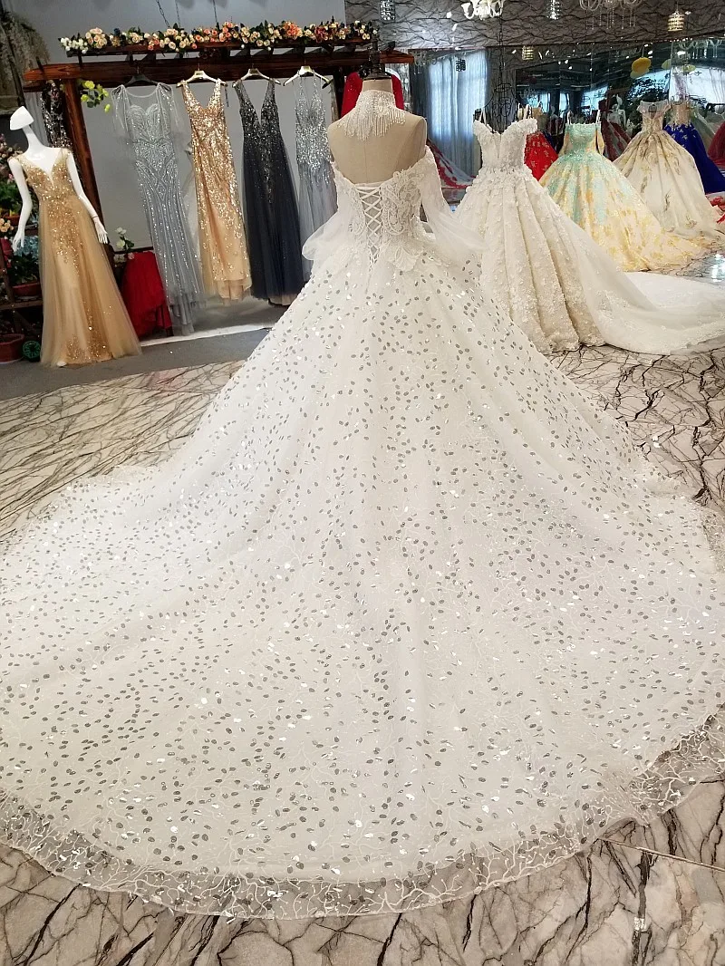 Bride Word Shoulder Korean Self-cultivation Thin Concise Luxurious Tailing Pregnant Woman Wedding Dress Full 07894 | Свадьбы и