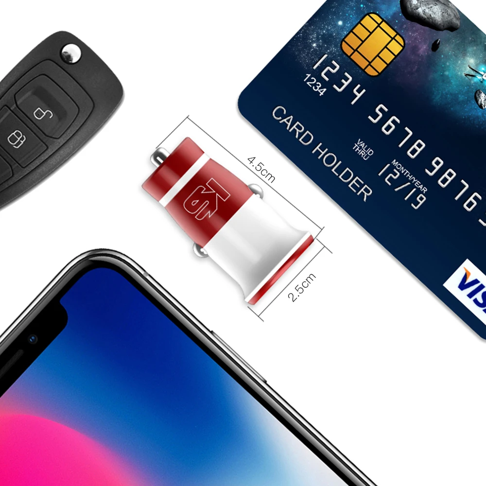 KEYSION Mini 3.1A USB Автомобильное зарядное устройство двойной мобильный телефон