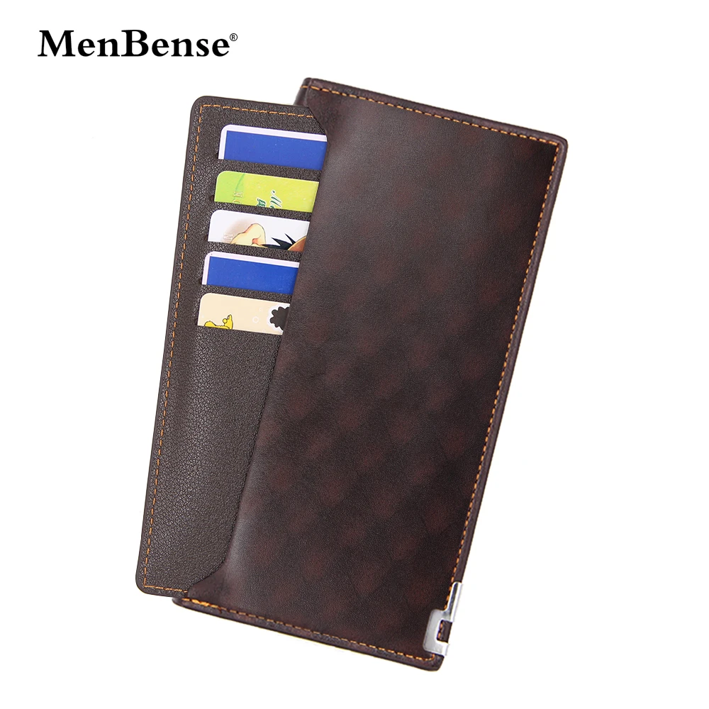 Мужской длинный кожаный кошелек bense деловой мужской тонкий клатч с карманами для