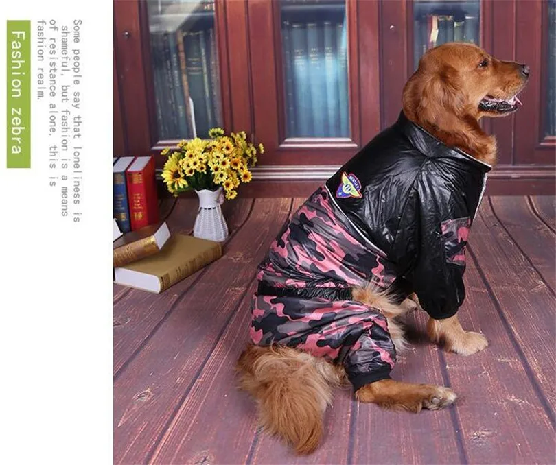 PU sleeve stitching Big dog coat warm Thick Camouflage dog clothes for large dogs dog jumpsuit windbreaker parka para perro