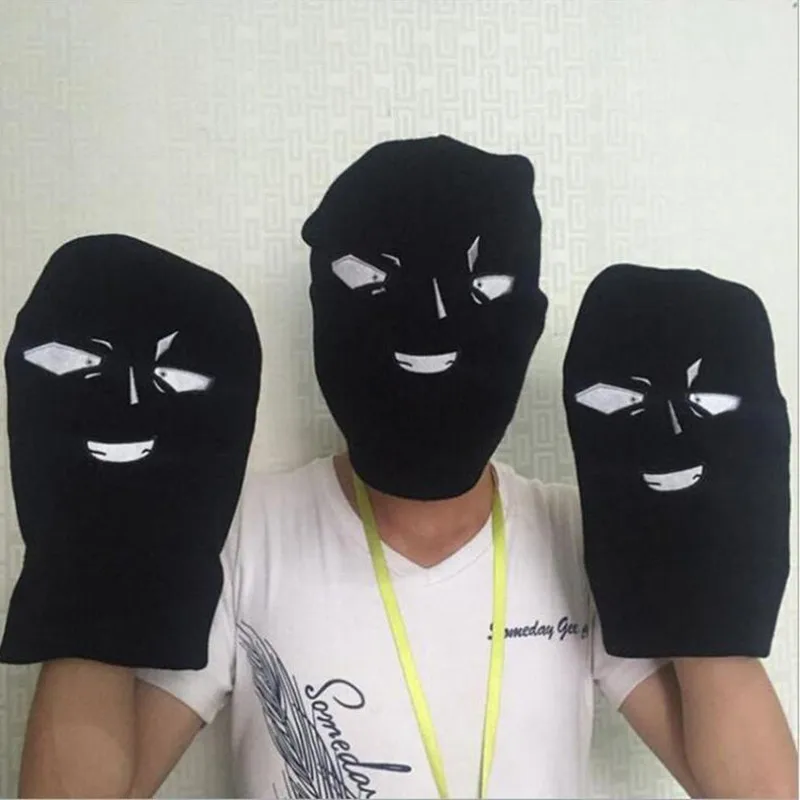 black ONE PUNCH MAN плюшевая вязаная шапка аниме мультфильм зимняя теплая шапка игрушки Сайтама лицо модель кукольная маска шапка s Рождественская вечеринка Косплей шапка - Цвет: black