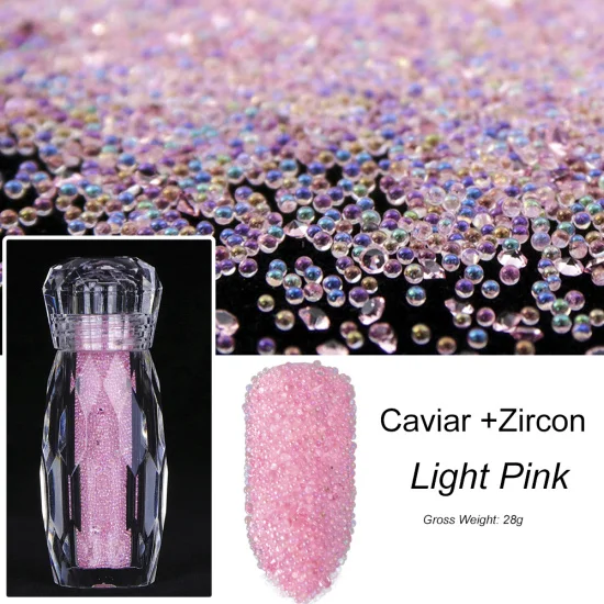 Light Pink Полный красота 1 бутылка сияющий кристалл смешанные Циркон Икра Мини бисер 3D украшение для ногтей крошечные стекло алмазный камень CH071 - Цвет: Light Pink