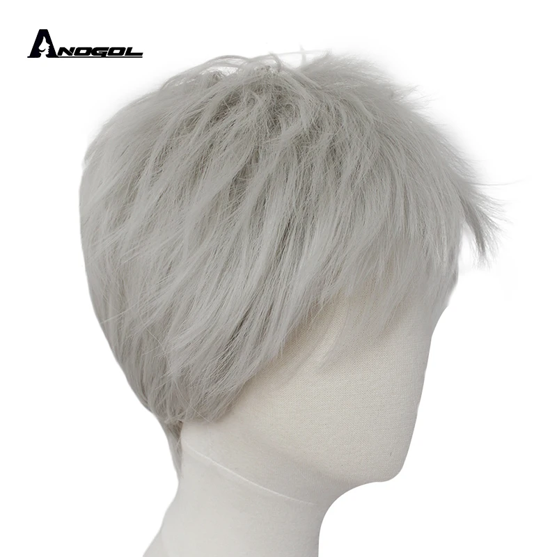 ANOGOL Jack Frost Rise of the Guardians серебристо серые синтетические парики для косплея с