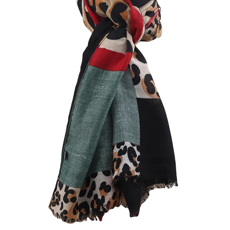 

Women Brand Fashion Leopard Dot Tassel Viscose Shawl Scarf Print Soft Wrap Muslim Hijab Snood 180*90Cm