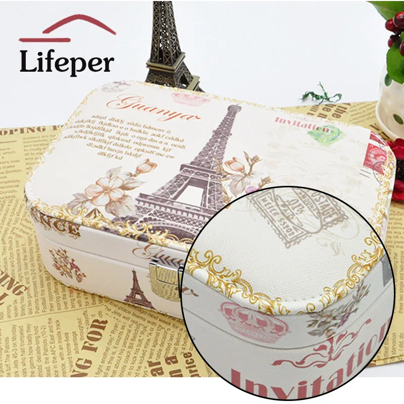 Новый Ретро стиль Pringting из искусственной кожи квадратная шкатулка для ювелирных